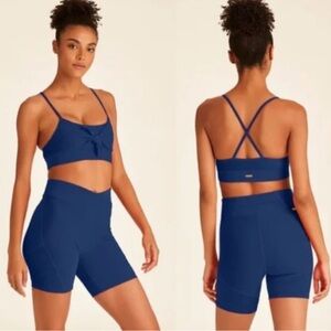 Alala Terry Bike Shorts and Bow Tie Sports Bra Matching Set